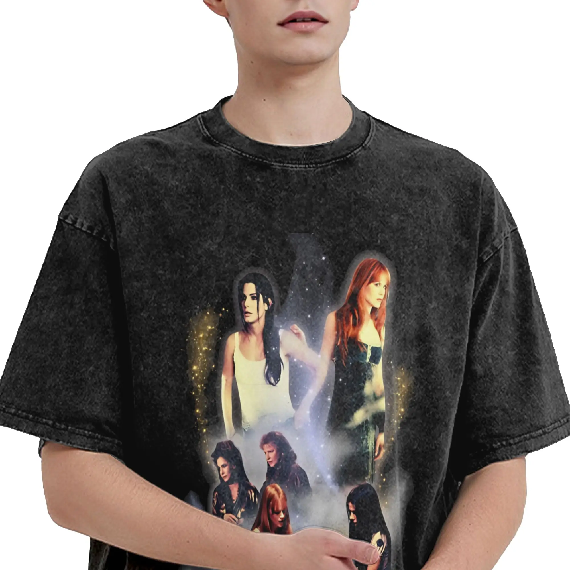 Harajuku Washed Shirts Practical Magic 2 Witchcraft Witch Sisters Occult Halloween Outfit Vintage T-Shirts Oversize  Streetwear