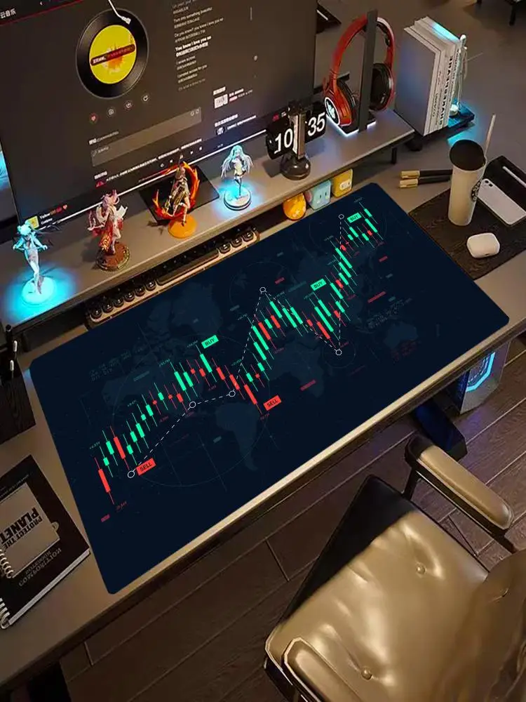 

Oversized desk mat popular stock market investor mouse pad dirt-resistant thick lock edge non-slip office