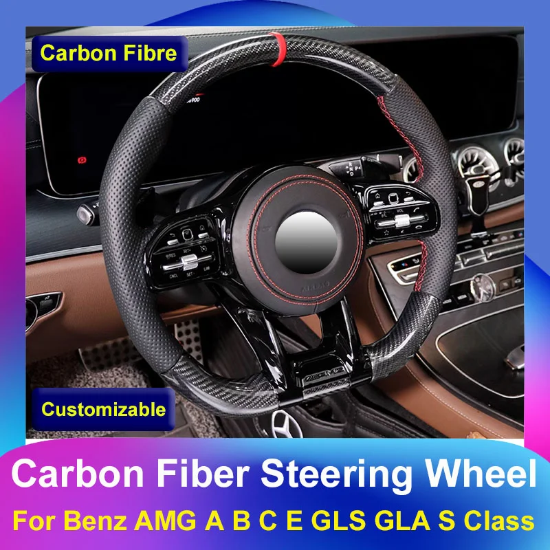 

Carbon Fiber Steering Wheel PRM Sport For Benz Mercedes AMG A B C E GLS GLA S C63 W205 W204 W213 2012-2021 Steering Wheel