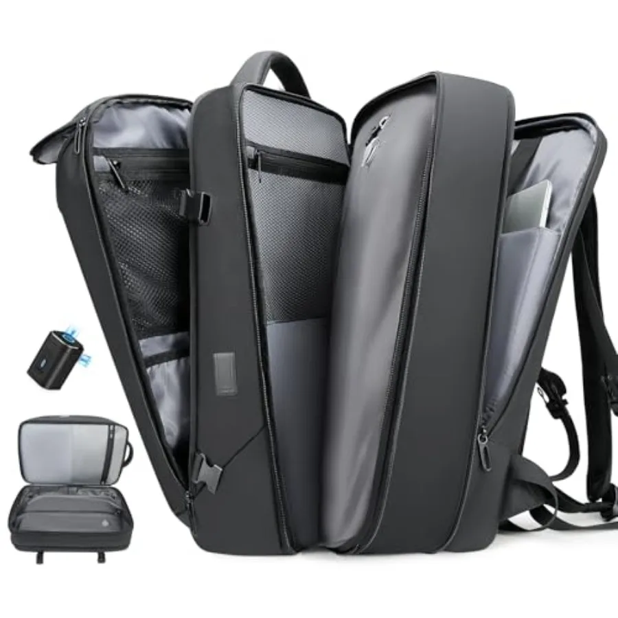 

Expandable Travel Backpack with Vacuum Compression System Water Resistant 17.3 Inch Laptop Backpack Featuring USB Charging Port