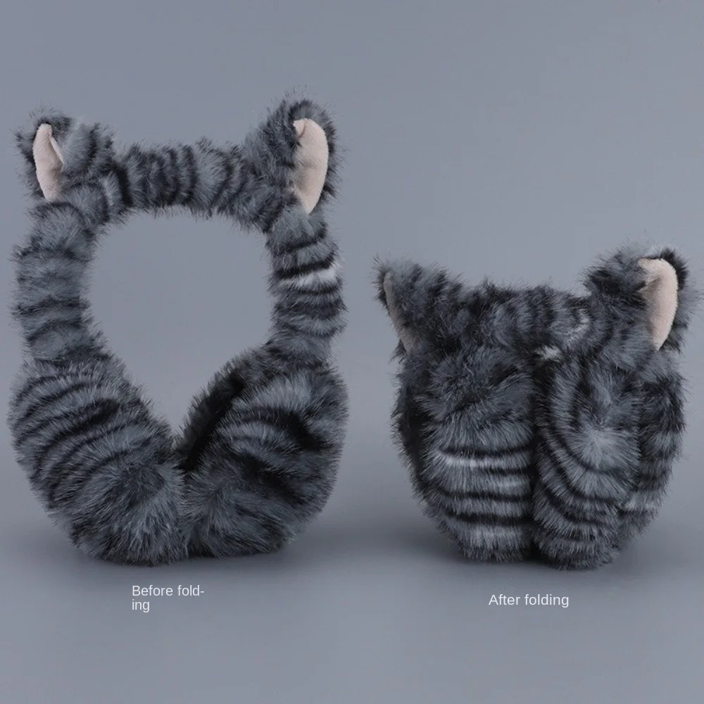 Moda gato padrão feminino earmuffs à prova de vento mais quente outono e inverno capa de orelha de pelúcia ajustável ciclismo earflap presente aniversário