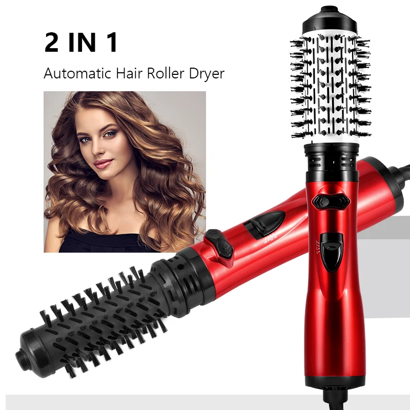 

Hair Dryer Brush 2 In 1 Hot Air Spin Brush Curling Straightening Styling Auto-Rotating Ionic Round Blow Dryer Volumizer