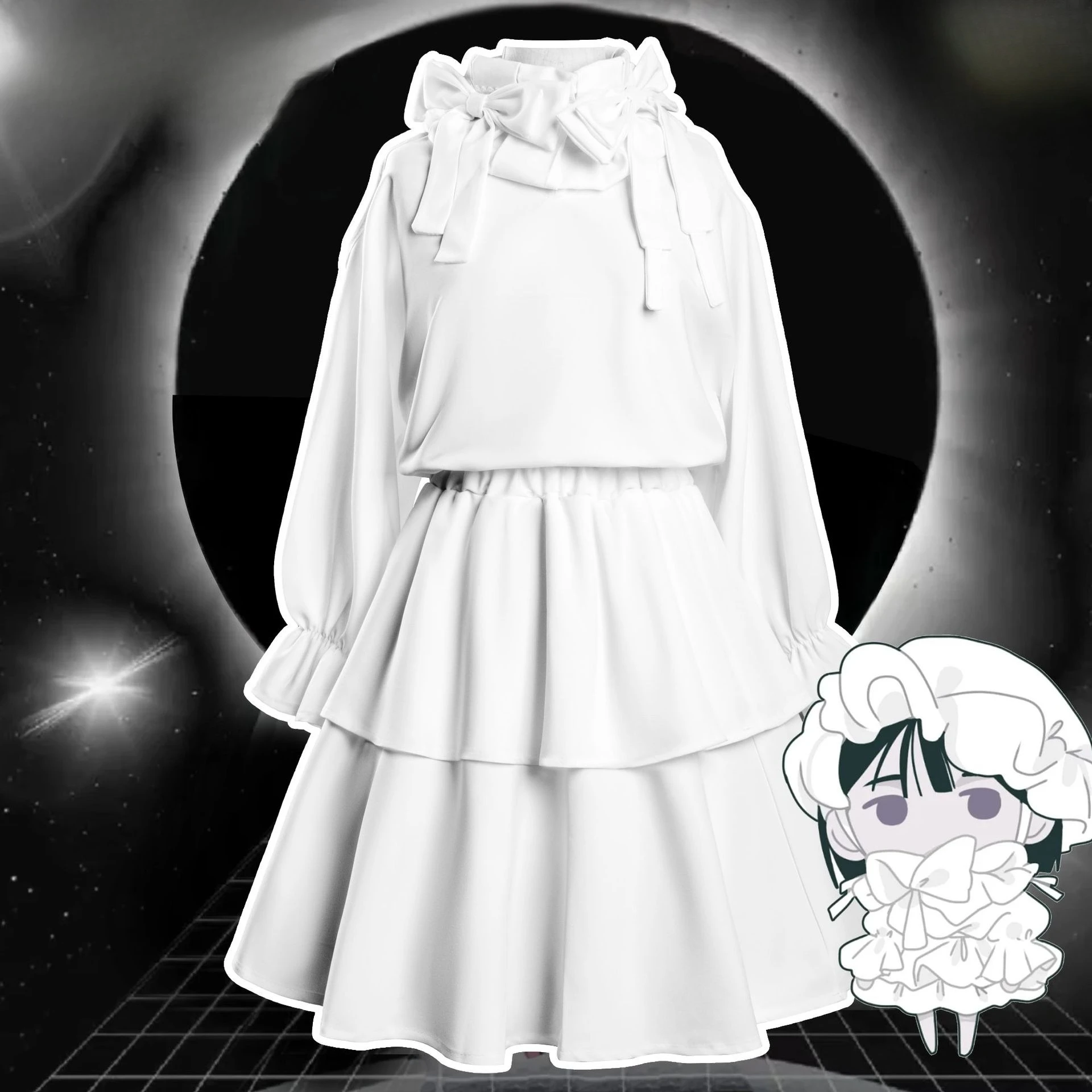 

Костюм для косплея Alien Stage Sua, белое платье с длинными рукавами, костюм на Хэллоуин, маскарадный карнавальный наряд для вечеринки для женщин