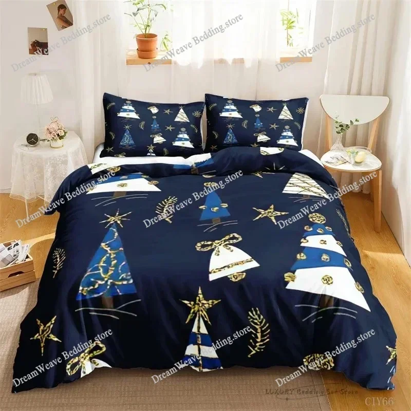 Duvet Cover Cute Cartoon Dwarf Christmas Series Bedding Set for Kids and Adults Single Double Queen Room Decor GiftFQH