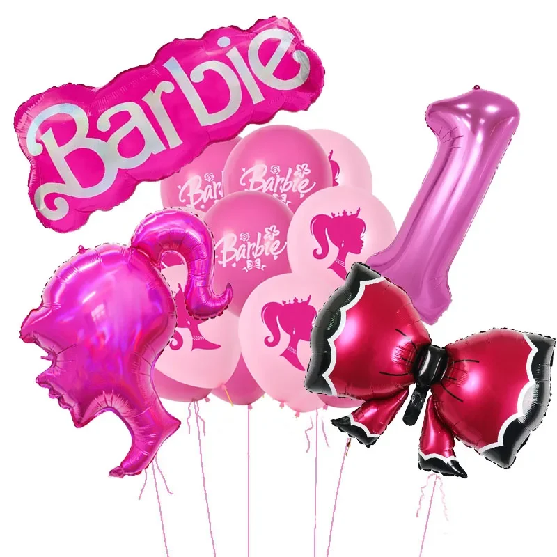 

Pink Barbie Doll Birthday Balloon Set Numbers 1-9 Barbie Girl Princess High Heels Sports Car Party Balloon Decoration Kids Gift