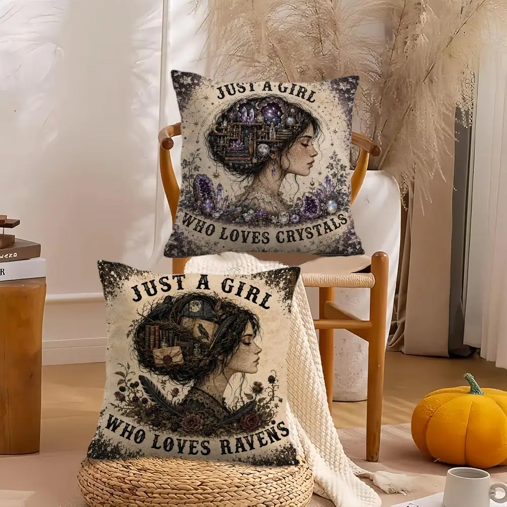 Vintage Book Lover Girl Cushion Cover Soft Plush Throw Pillow Cover Double-Sided Decorative Cushion Case Sofa Bedroom Home Decor