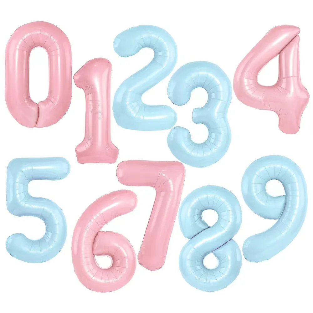 40inch Pastel Baby Blue Pink Foil Number Balloon 1 2 3 4 5 6 7 8 9 Birthday Party Baby Shower Wedding Decoration Festival Ballon