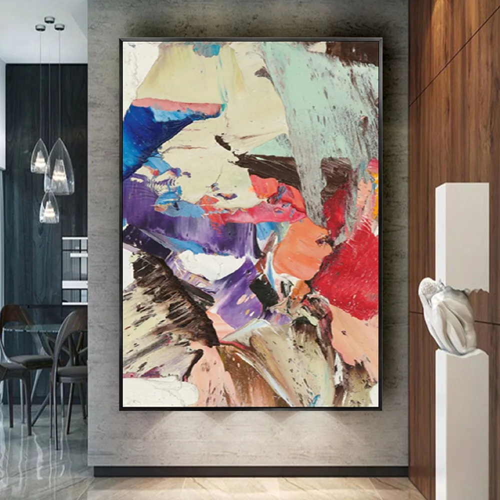 

High Quality Colorful Abstract Wall Art Pictures 100% Handmade Knife Oil Painting On Canvas Paint For Home Decor Paintings Trim