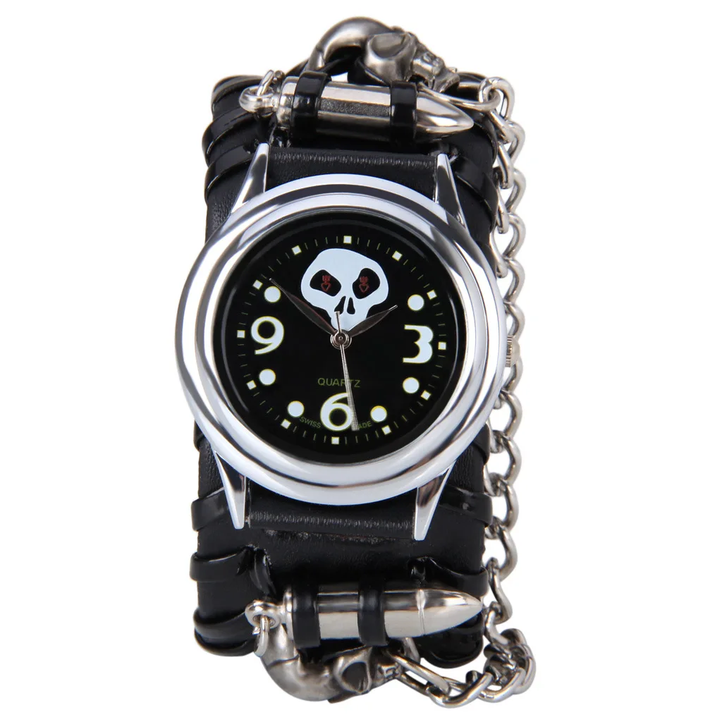 Quartz Watch Men\'s Watch Trendy Watch Fashion Nostalgic Rock Retro Hip-hop Punk Style Scorpion Belt Chain Skull Rivet Belt Watch