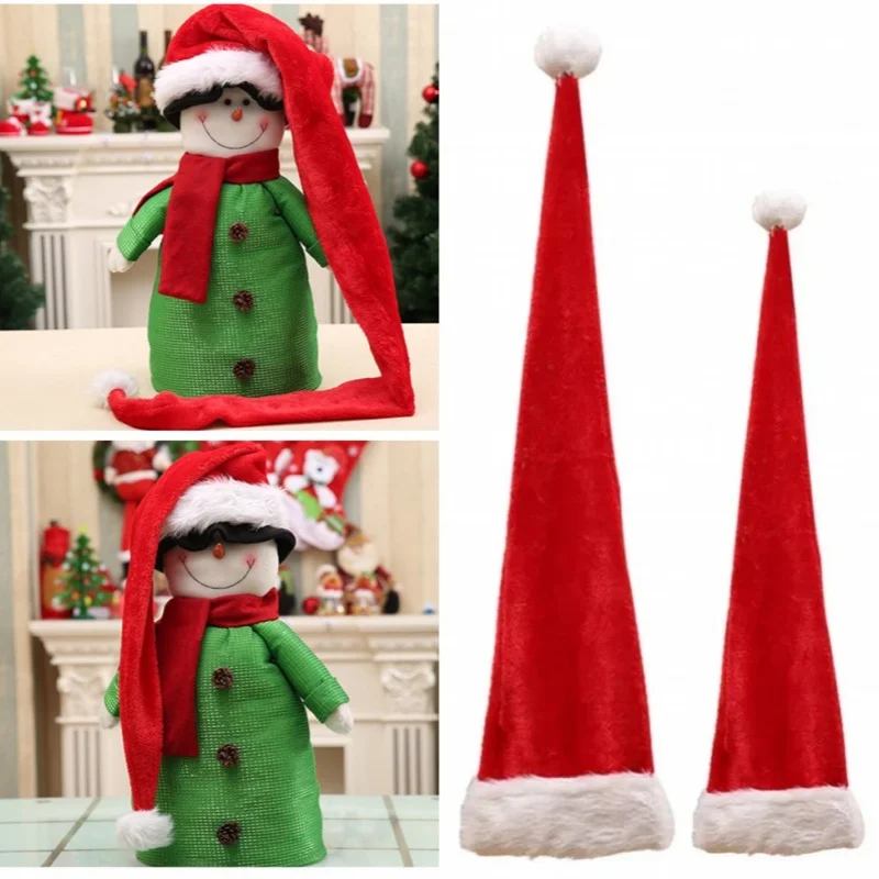 Longitud extendida niños adultos Navidad sombrero de Papá Noel gorra de Navidad Festival de Año Nuevo sombreros de fiesta regalos niños sombrero rojo
