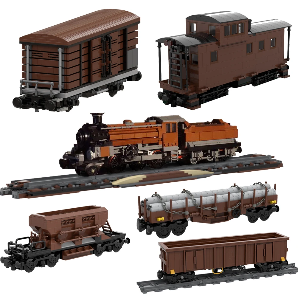 

Train Flatbed Boxcar Goods Wagon Building Block Kit MOC Railway Carriage Freight Car Truck Vehicle Brick Model DIY Kids Toy Gift