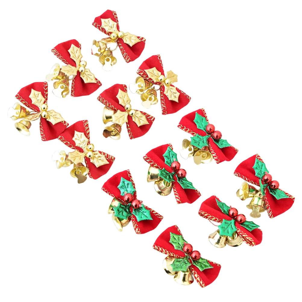

Christmas Bows Decorative Bell Bowknots for Tree Hanging Ornaments Holiday Pendant Props Lightweight Christmas Gifts