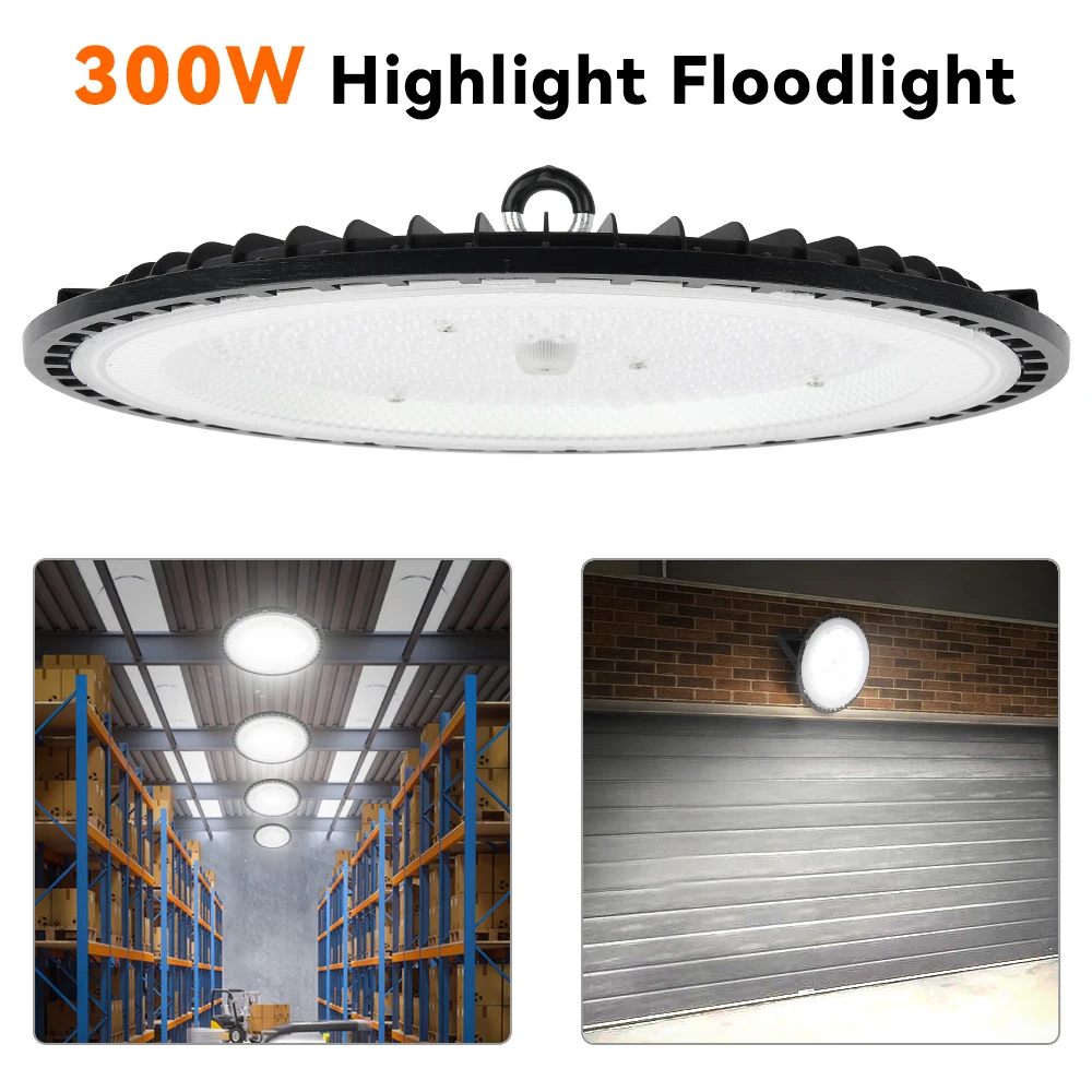 Iluminación Industrial LED de 300W, luz de tienda de bahía alta, luz de almacén, AC85-265V, iluminación de bahía comercial blanca fría para Bar de garaje