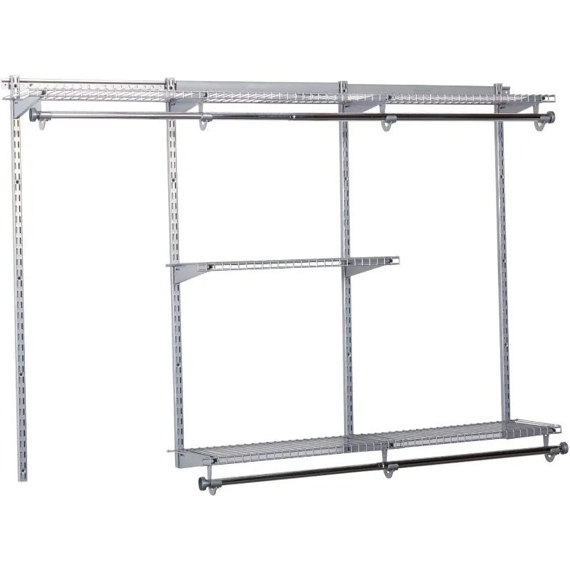 s Custom Closet Kit, 3-6 Ft. Adjustable Metal Wire Shelving, Titanium Finish, Expandable Organization System,