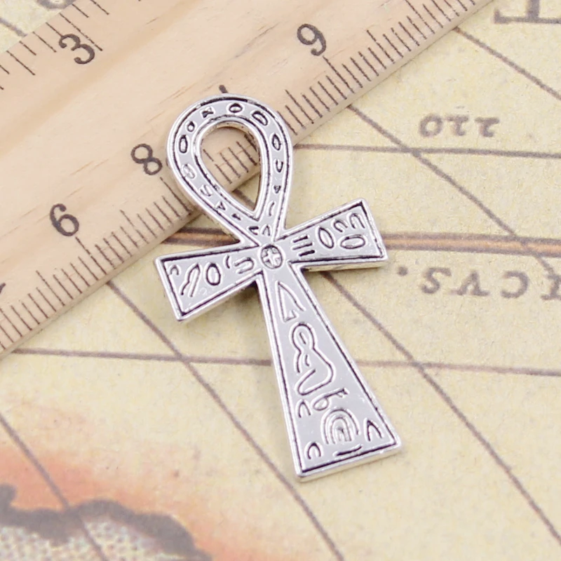 10pcs Charms Egyptian Ankh Life Symbol Anka Cross 39x21mm Tibetan Silver Color Pendant Antique Jewelry Making DIY Handmade Craft