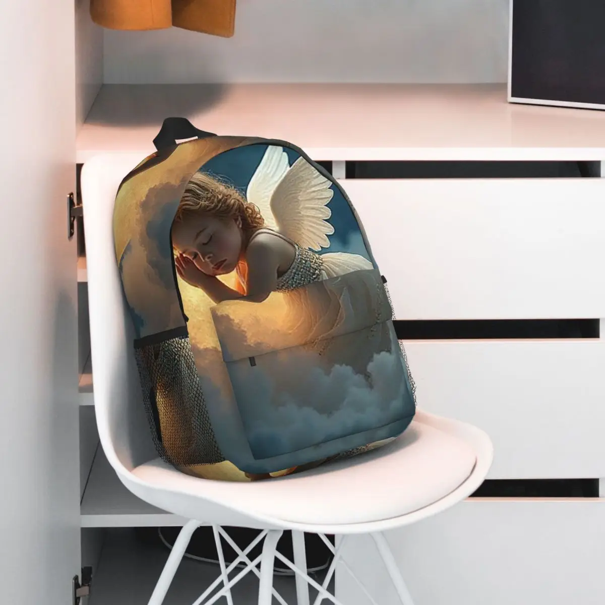 Angel Sleeping In Cloud Design Backpack Student BookBag Kids School Bag Laptop Shoulder Bags for Boys Girls