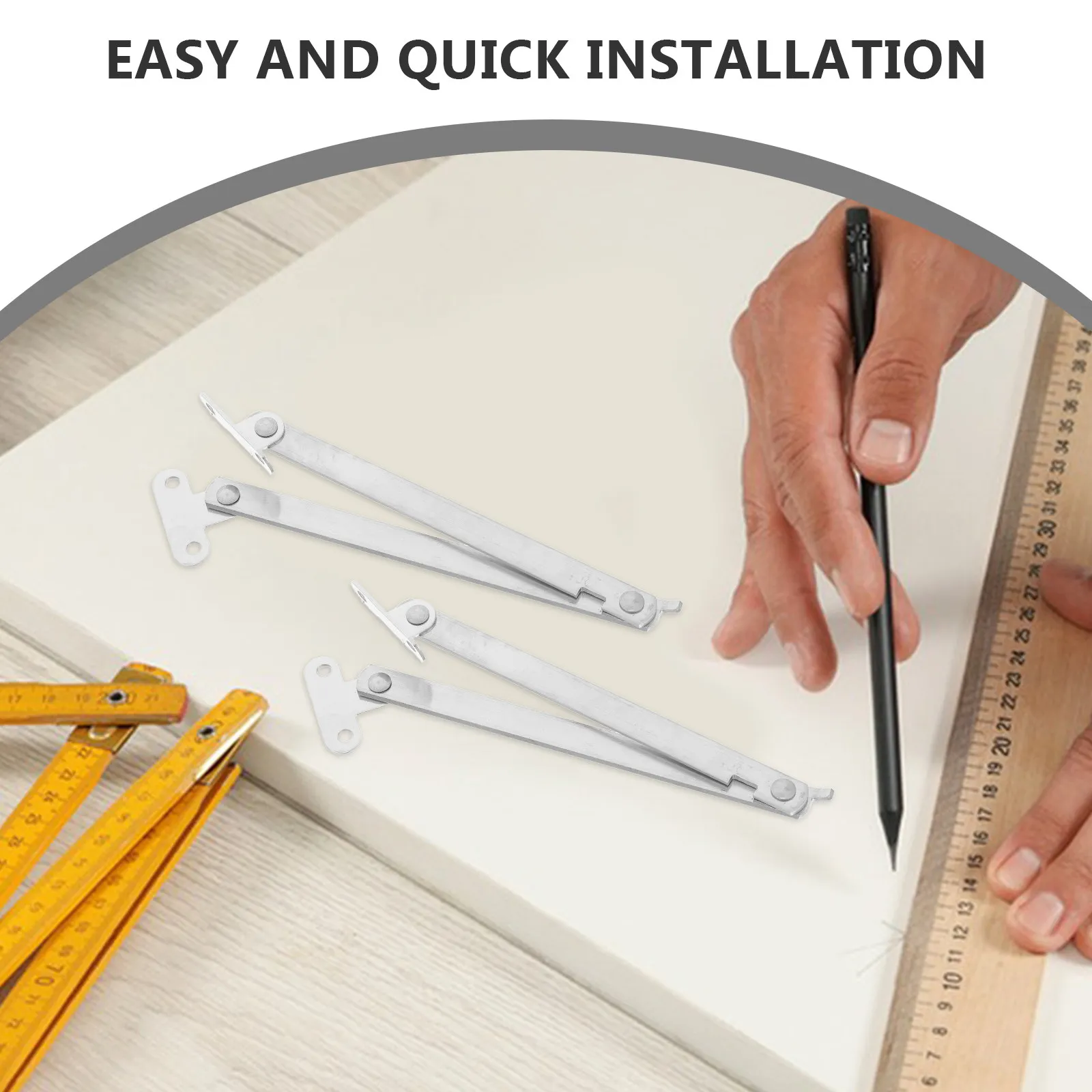 

2Pcs Stainless Steel Cabinet Lid Support Folding Hinges Portable Tie Rod Display Rack Easy Installation for Home Office