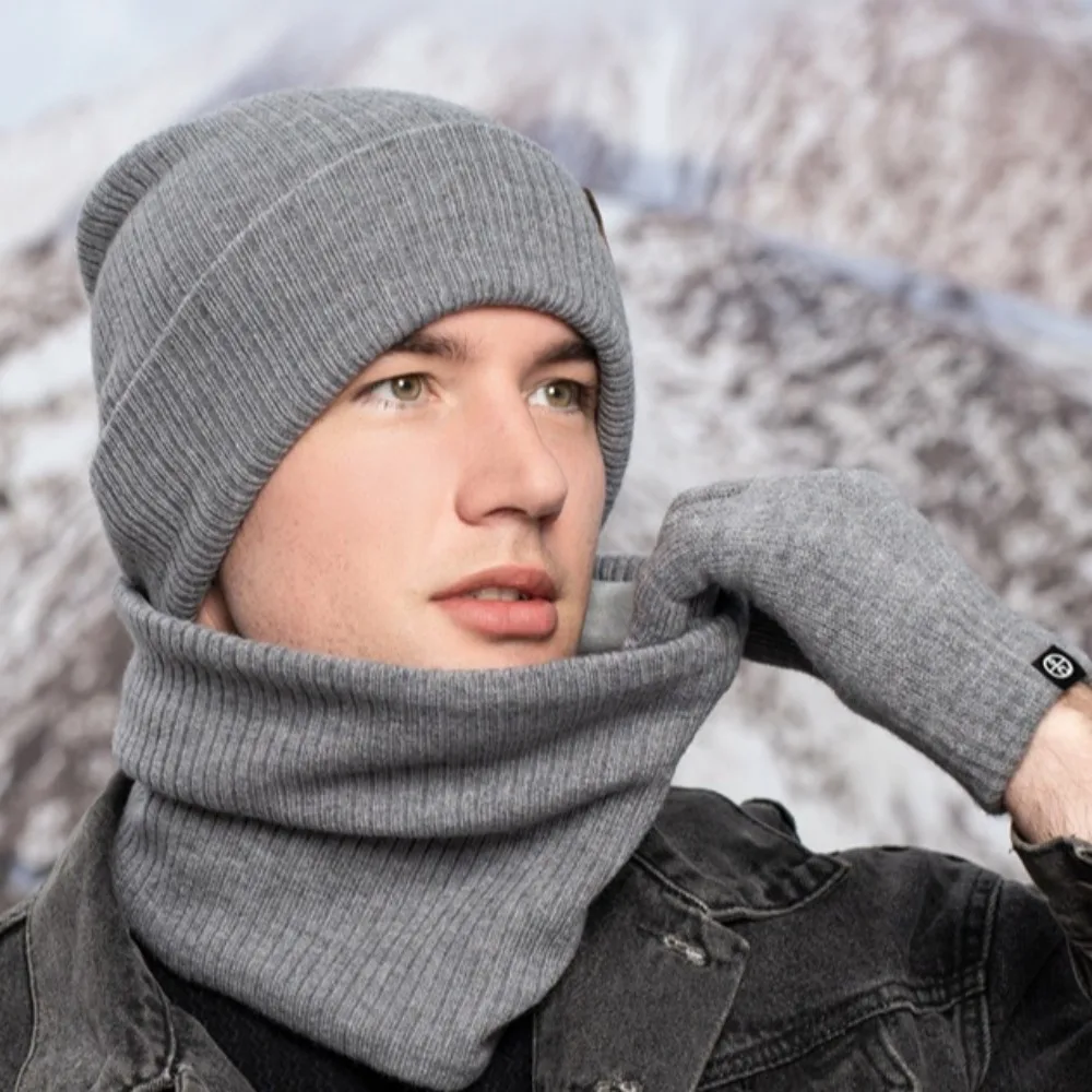 

Neck Warmer Winter Beanie Hats Scarf Gloves Set Thicken Windproof Winter Hat Mask Scarf Ear Protection Cold Proof