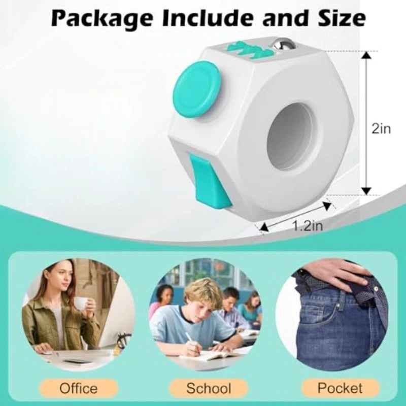 6 Sided Finger Spinning Ring Cube Toy Relieve Stress Roller Sensory Toy for Adults&kids ADD ADHD and Improve Focus