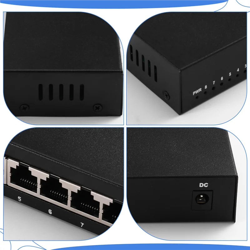 

8-портовый гигабитный Ethernet-коммутатор, 10/100/1000 Мбит/с, настольный коммутатор Plug-and-Play, вилка европейского стандарта