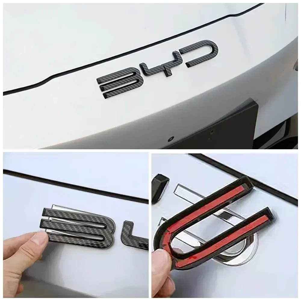 

For BYD SEAl HAN SONG YUAN DOLPHIN ATTO 3 Accessories Car Front Bumper Emblem Badge Decal Black Carbon Logo Refit Sticker