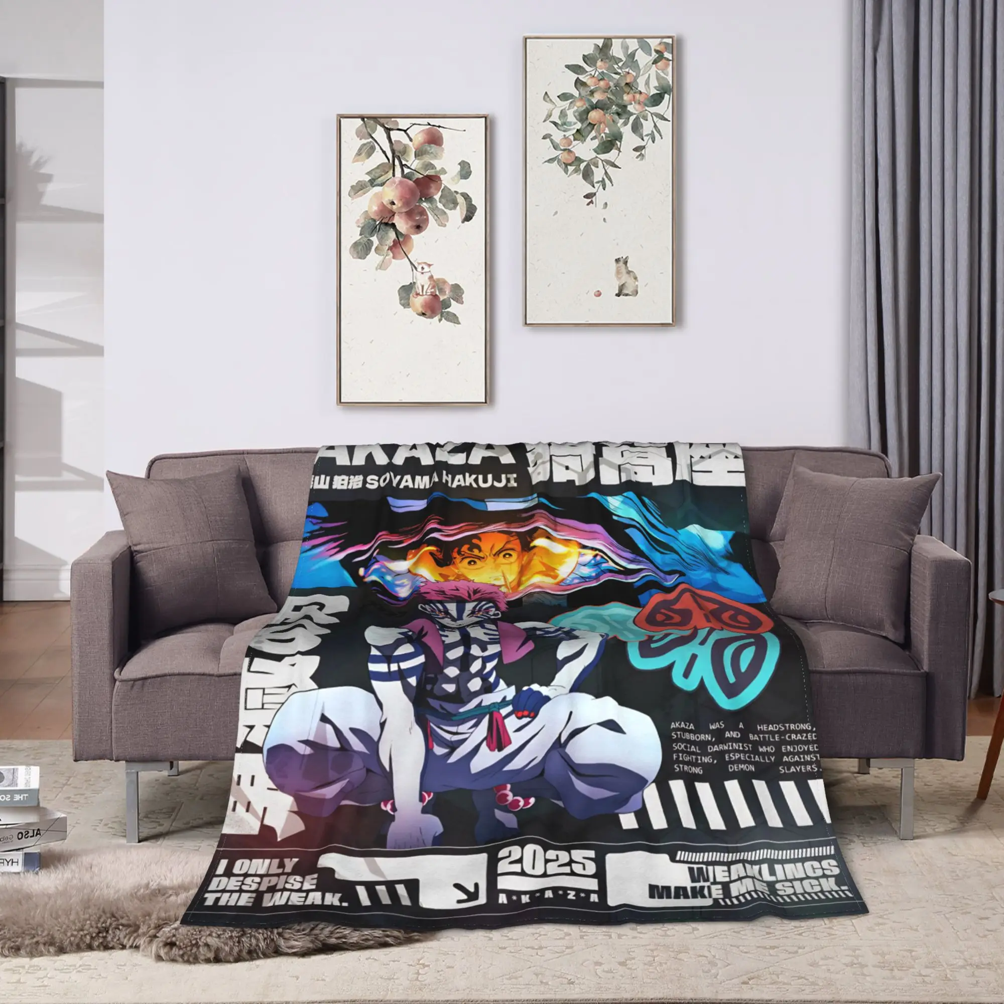 الرتبة العليا 3 Akaza الفانيلا بطانية شيطان القاتل لينة دائم رمي بطانية للسفر في الهواء الطلق طباعة المفرش أريكة غطاء سرير #2