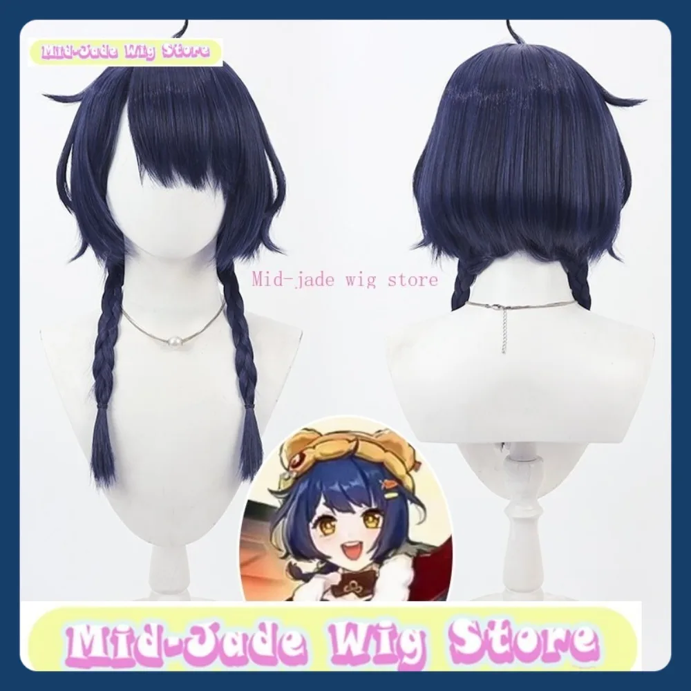 Tienda de pelucas de jade medio Genshin Impact Xiangling Lantern Rite, peluca de Cosplay, juego de Anime, juego de rol, pelo sintético, fiesta de Halloween