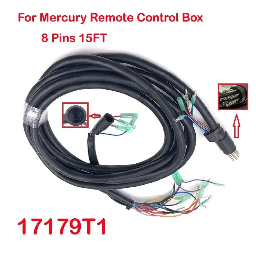 

15FT 17179T1 Cable Main Wire Harness for Mercury Remote Control Box 8 Pins