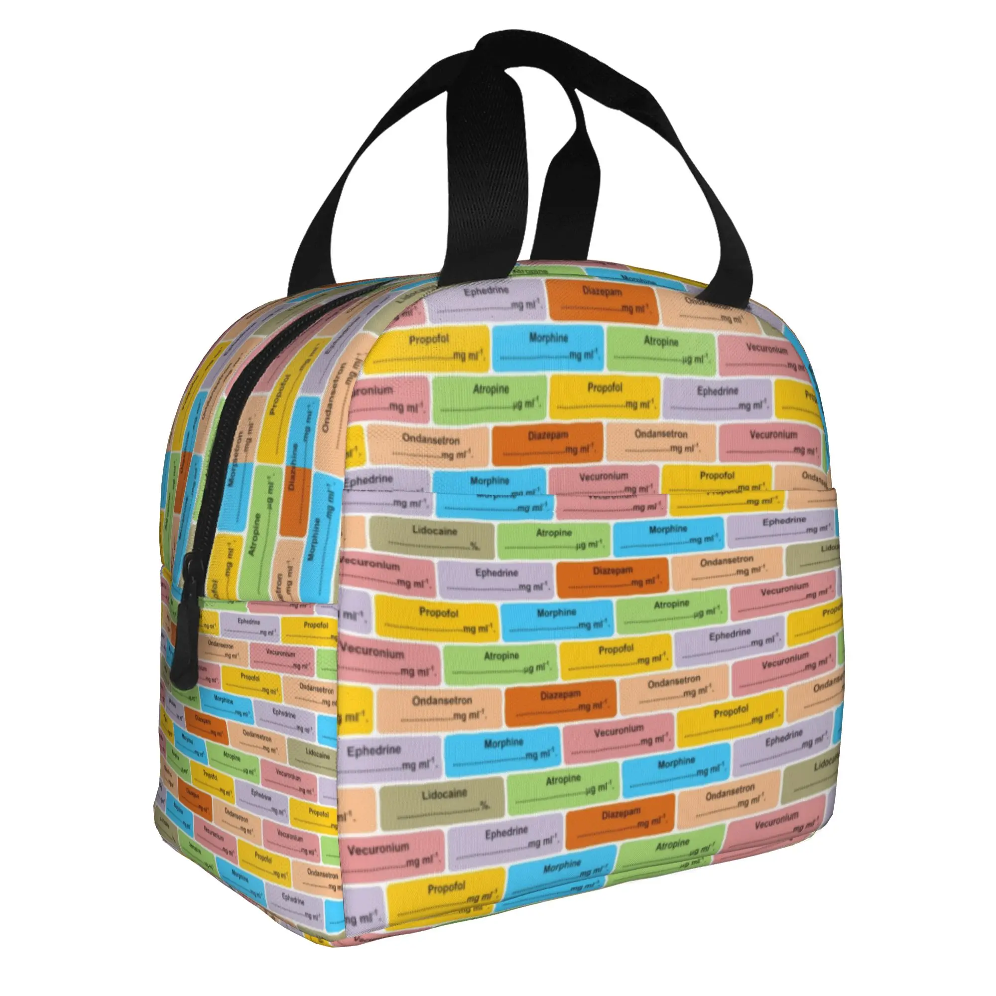 Medical Nurse Anesthesia Medication Labels Insulated Lunch Bag for Camping Travel  Leakproof Thermal Cooler Bento Box Women Men