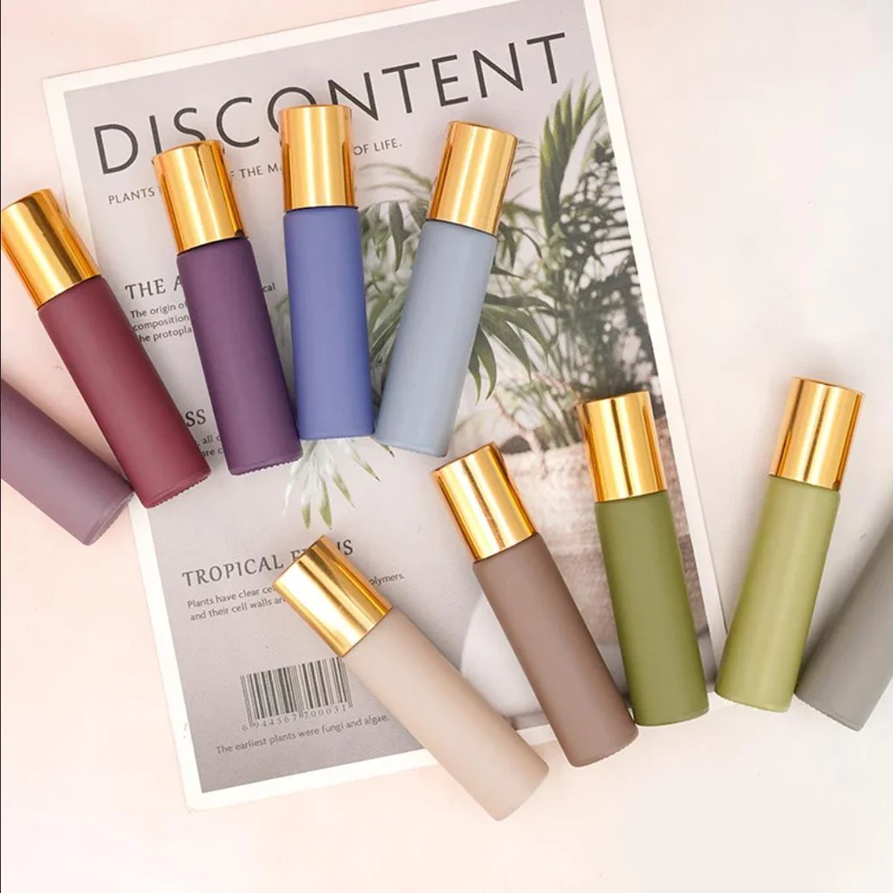 

1X 10X 20X 5ML 10ML Morandi стеклянные бутылки в рулоне, парфюмерные эфирные масла, шариковый флакон, ароматерапия, многоразовый, портативный для путешествий