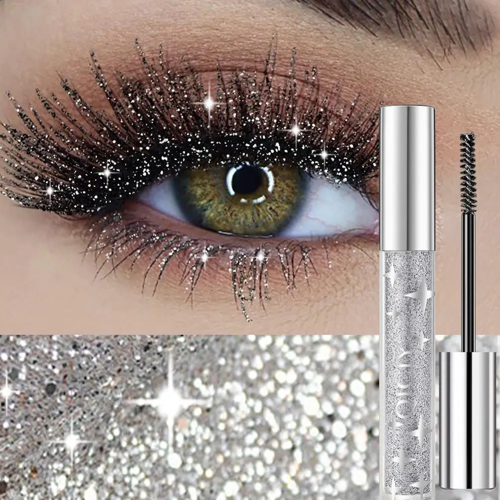 

1 PC Diamond Mascara Shining Galaxy Sequins Sweat Proof Glitter Eyelashes Quick Dry Lasting Curling Thick Mascara Shimmer Makeup