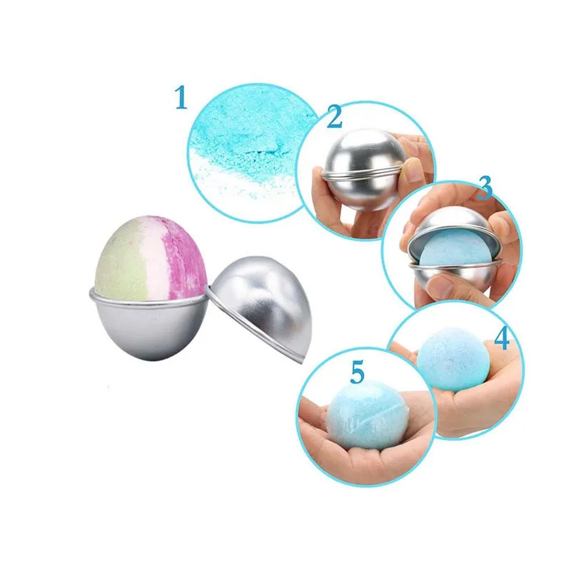 2pcs/set Bath Bomb Molds Aluminum Alloy Ball Sphere Bath Bomb Packaging Mold DIY Bathing Tool Cake Baking Pastry Mould Wholesale