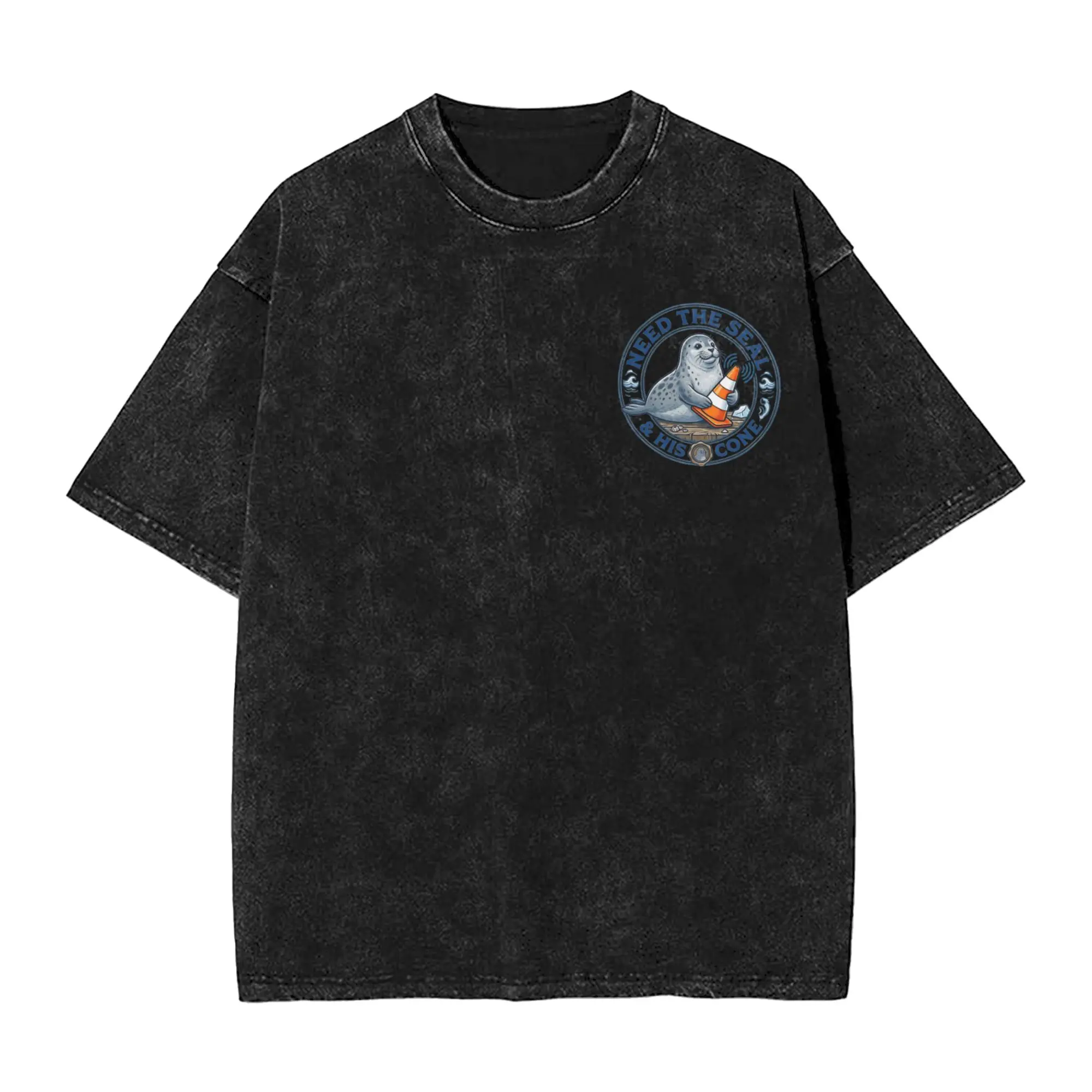 Funny Neil the Seal T Shirts Hip Hop Washed Oversize T-Shirt Animal Vintage for Men Women Tops Streetwear Summer Tee Shirt