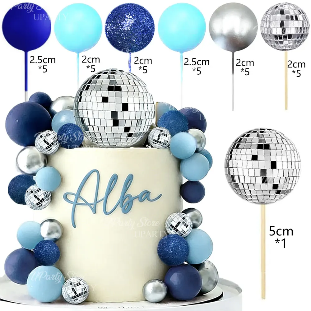 31-teiliges Disco-Kugel-Kuchendekor-Set, Perlglanz-Rosa Kuchenkugeln, Spiegel-Discokugeln zur Kuchendekoration für Geburtstag, Hochzeit und Party – Detail 6