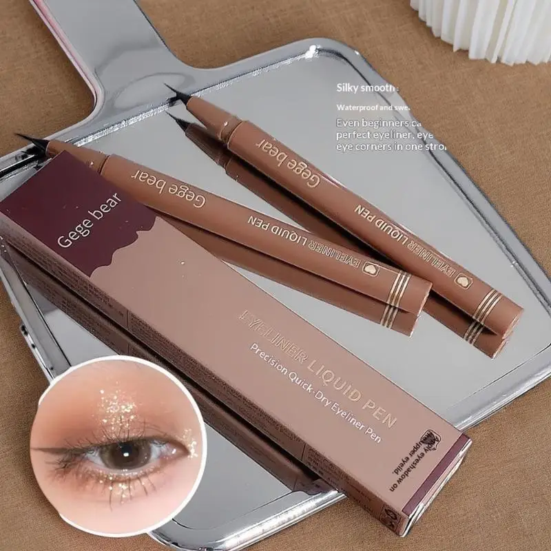 Crayon Eyeliner Liquide Gege Bear, Imperméable, Longue Durée, Crayon Eyeliner Silkworm, Anti-bavures, Séchage Rapide et Lisse, Maquillage des Yeux