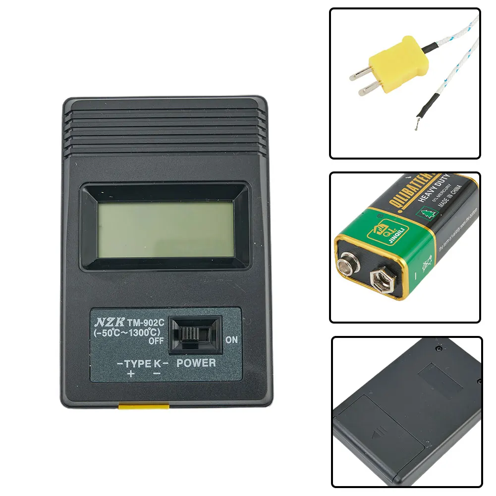 Convenient and Reliable TM902C Temperature Meter, K Type Thermocouple Probe Detector, High Precision, Easy to Read LCD