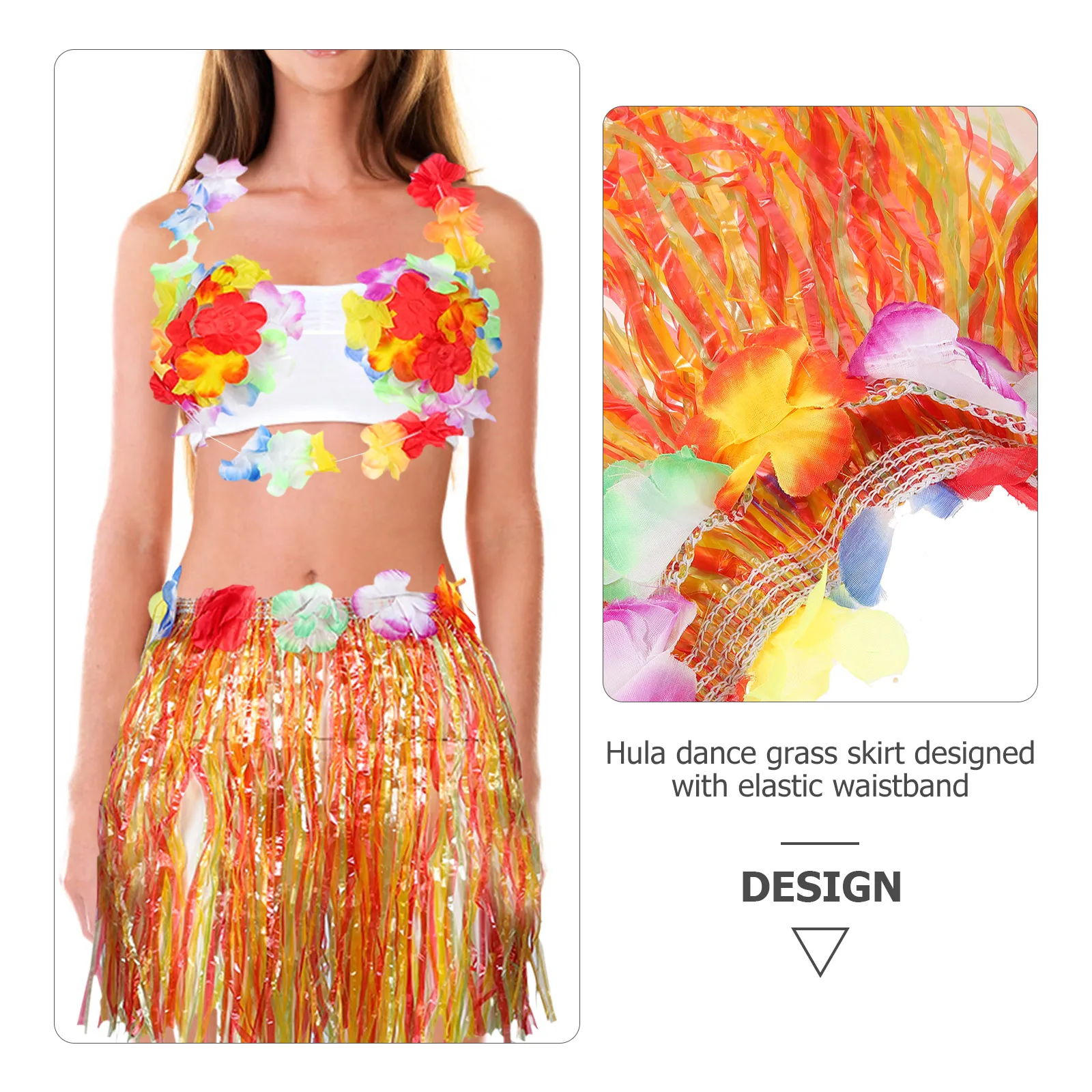 6 قطعة هاواي الاستوائية حولا العشب تنورة مجموعة لمهرجان حفلة الزي مع اكسسوارات الأزهار 40 سنتيمتر الأخضر هاواي العشب تنورة