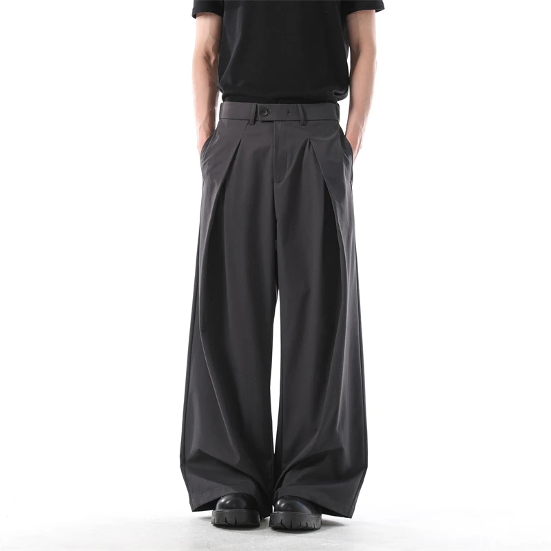 

Grey Suit Pants Men Oversized Fashion Society Mens Black Dress Pants Korean Loose Wide Leg Pants Mens Office Formal Trousers