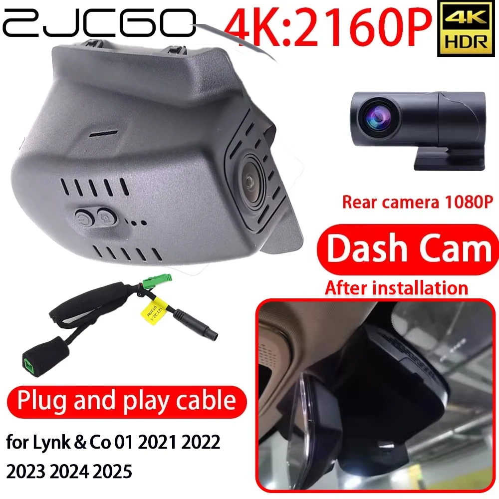 

ZJCGO for Lynk & Co 01 2021 2022 2023 2024 2025 4K Car DVR Dash Cam Wifi Sony Lens Front Rear Camera 24h Monitor Video Recorder