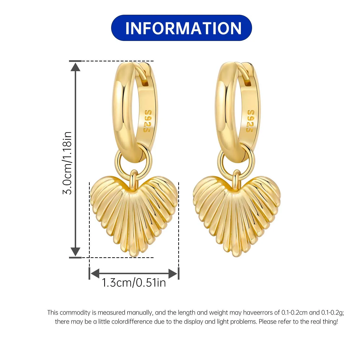 Women's 925 Silver Heart Drop Earrings