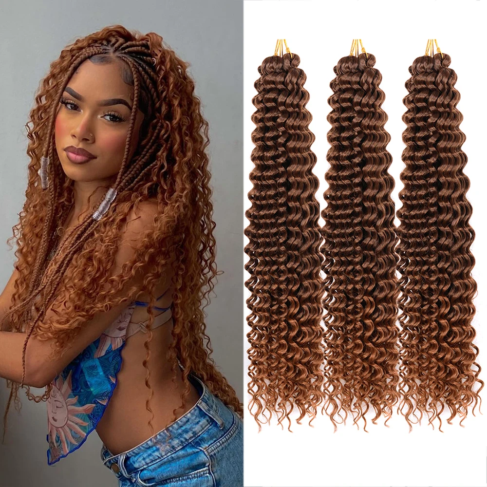 Synthetic Ocean Wave Free Tress Crochet Braiding Hair Soft Afro Curls Deep Wave Hair Extensions For Women Water Wave Hair