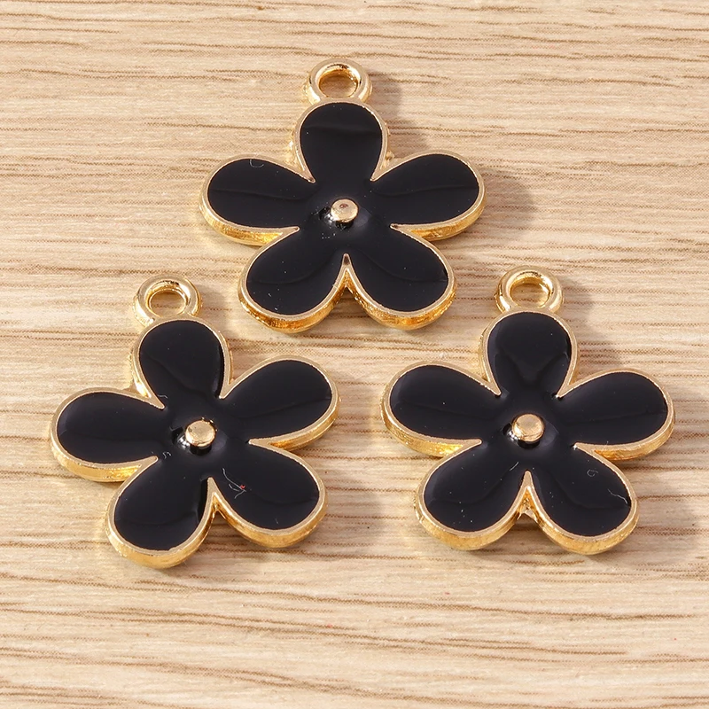 10pcs 20x23mm Fashion Colorful Enamel Flower Charms for Jewelry Making Earrings Pendants Necklace Bracelets DIY Crafts Supplies