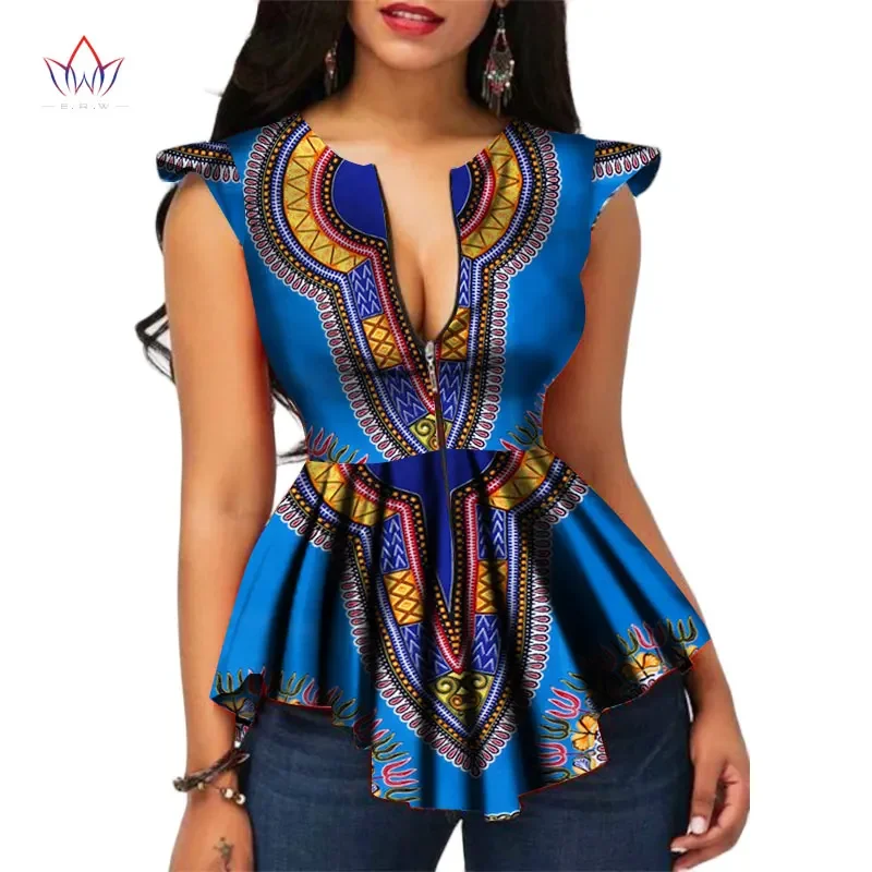 BRW Africa Style Women Modern Fashions Womens Tops Dashiki African Print Tops Shirt Plus Size M-6XL Women Clothing WY2556