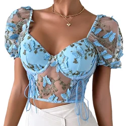 Sexy Lace Cropped Shirt Women Corset Camis Summer Club Crop Tops Ladies Shaper Ropa Blusas Camiseta Mujer Tank Top Woman Clothes