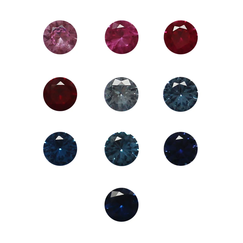 

Synthetic Corundum Spinel Round Cut Mix 10 Colors Color Card Gemstone Ruby Red Sapphire Blue Color Card