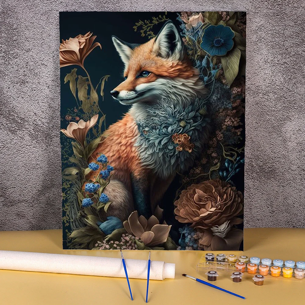 50x70cm Painting By Numbers Kits For Adults Beginner Animal Fox Acrylic Paints Set Oil Drawing Canvas Painting Home Wall Decor