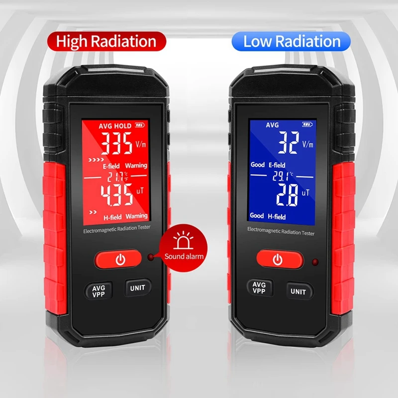 Pendeteksi radiasi elektromagnetik EMF, EMF Meter detektor radiasi elektromagnetik Digital dapat diisi ulang Tester EMF elektrik/pengukur medan magnetik