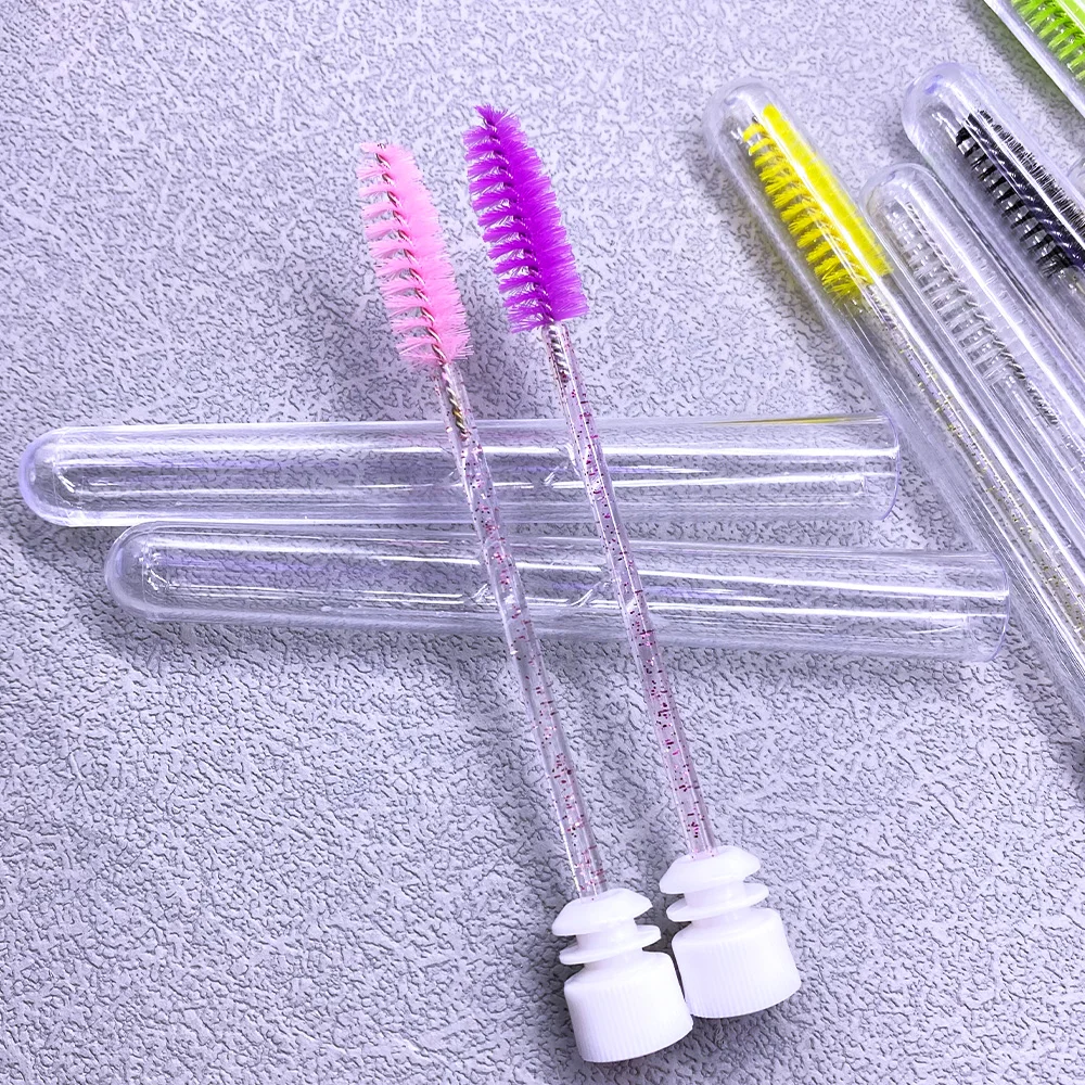 12/24 Uds cepillo de cejas reutilizable tubo cepillo de pestañas de cristal cepillo de cejas reemplazable a prueba de polvo cepillo de maquillaje de diamante brillante