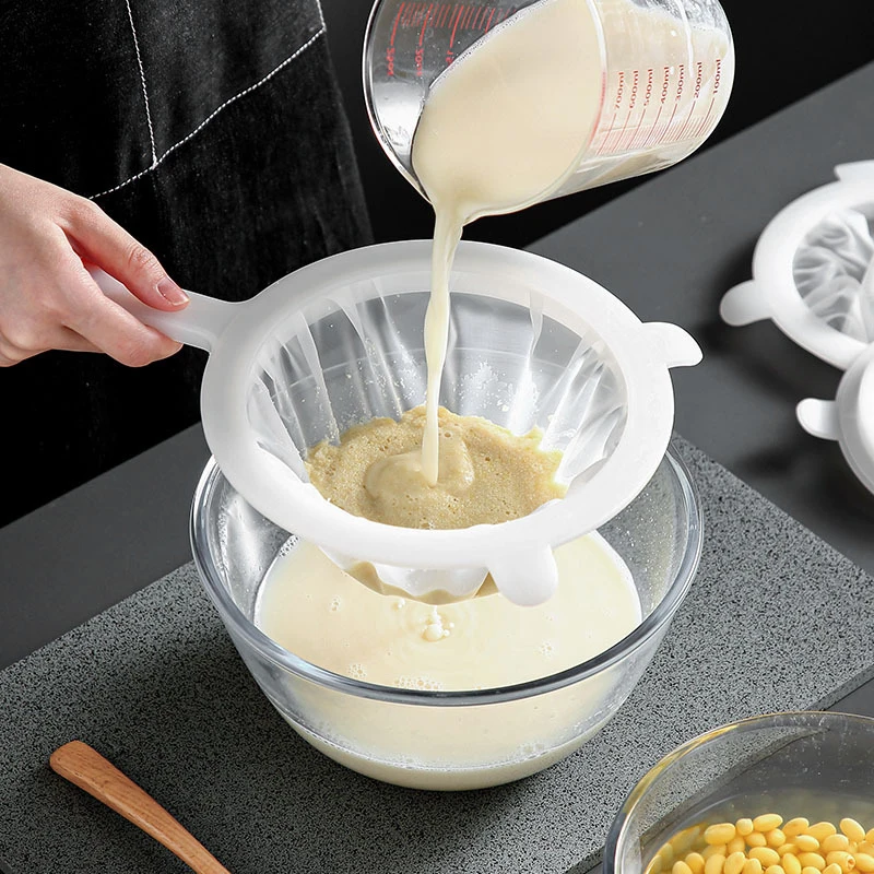 Kitchen Soy Milk Coffee Filter Bags Reusable Nylon Mesh Strainer Milk Yogurt Filter Spoon Tea Wine Juice Colander Sieve Mesh