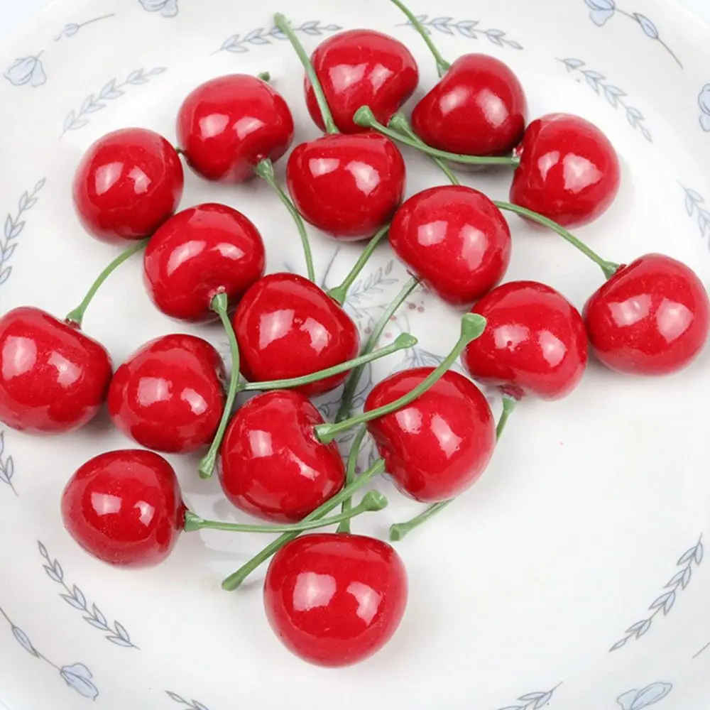 

Foam Food Crafts Lifelike Fruit Ornament Red Cherries Artificial Cherries Fruit Model Faux Cherry
